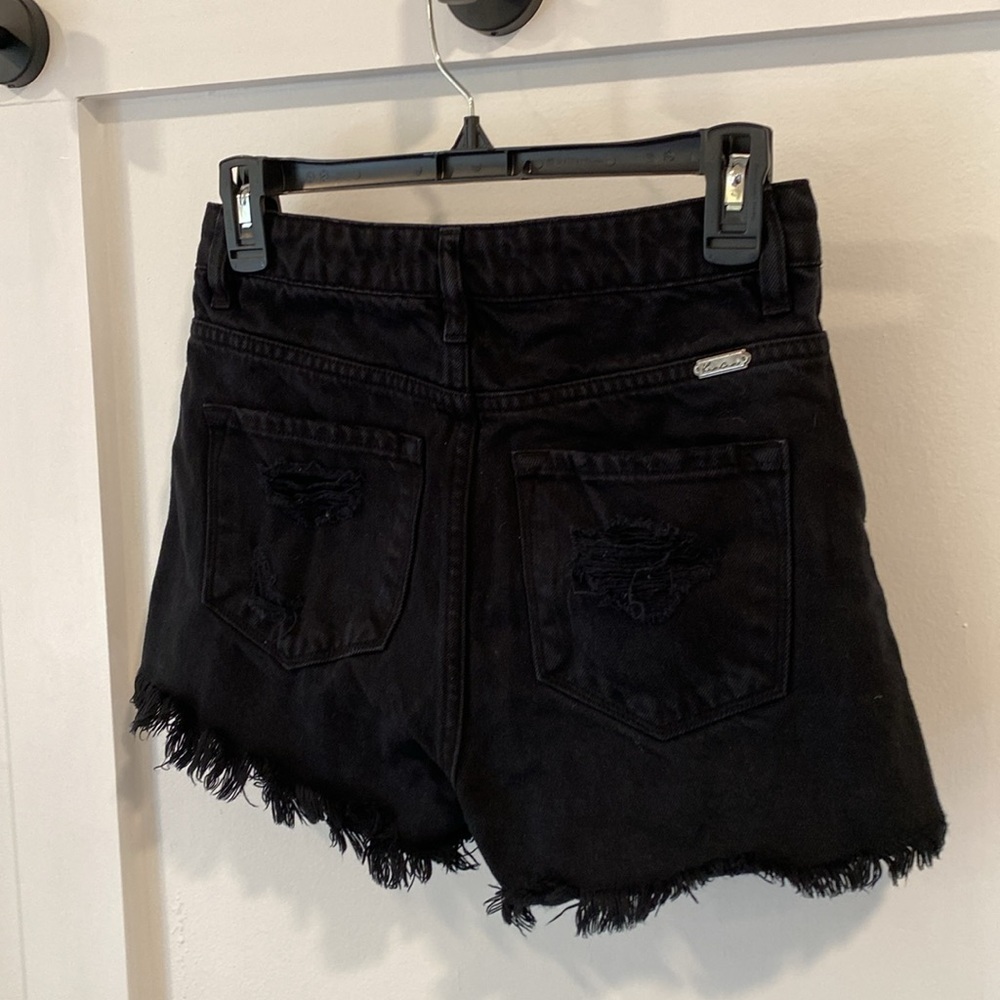 KANCAN black denim frayed shorts - Picture 8 of 9